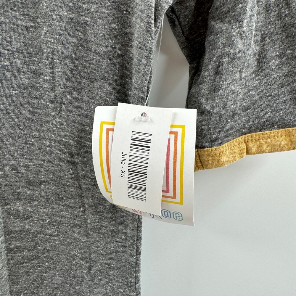 LuLaRoe Julia Midi Dress XS Heathered Grey with Mustard Trim NWT - Picture 4 of 8